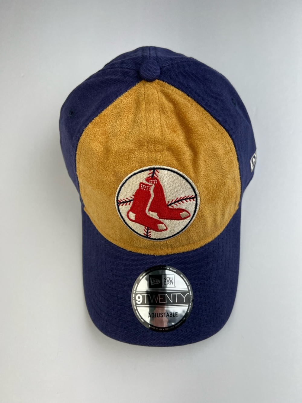 Boston Red Sox Hat New Era 9TWENTYThe League Tan Blue TEXTURE Cap Strap Adjust - Picture 2 of 11